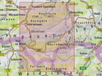 Blattschnitt Alpenvereinskarte BY18